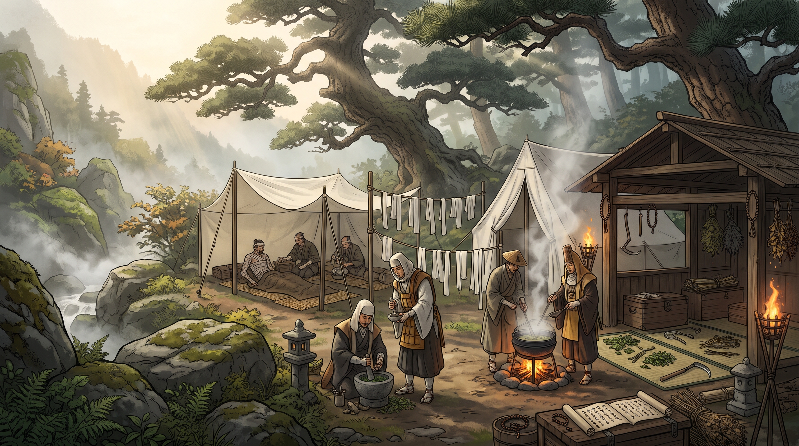 Campement Médical Secret des Moines Guérisseurs