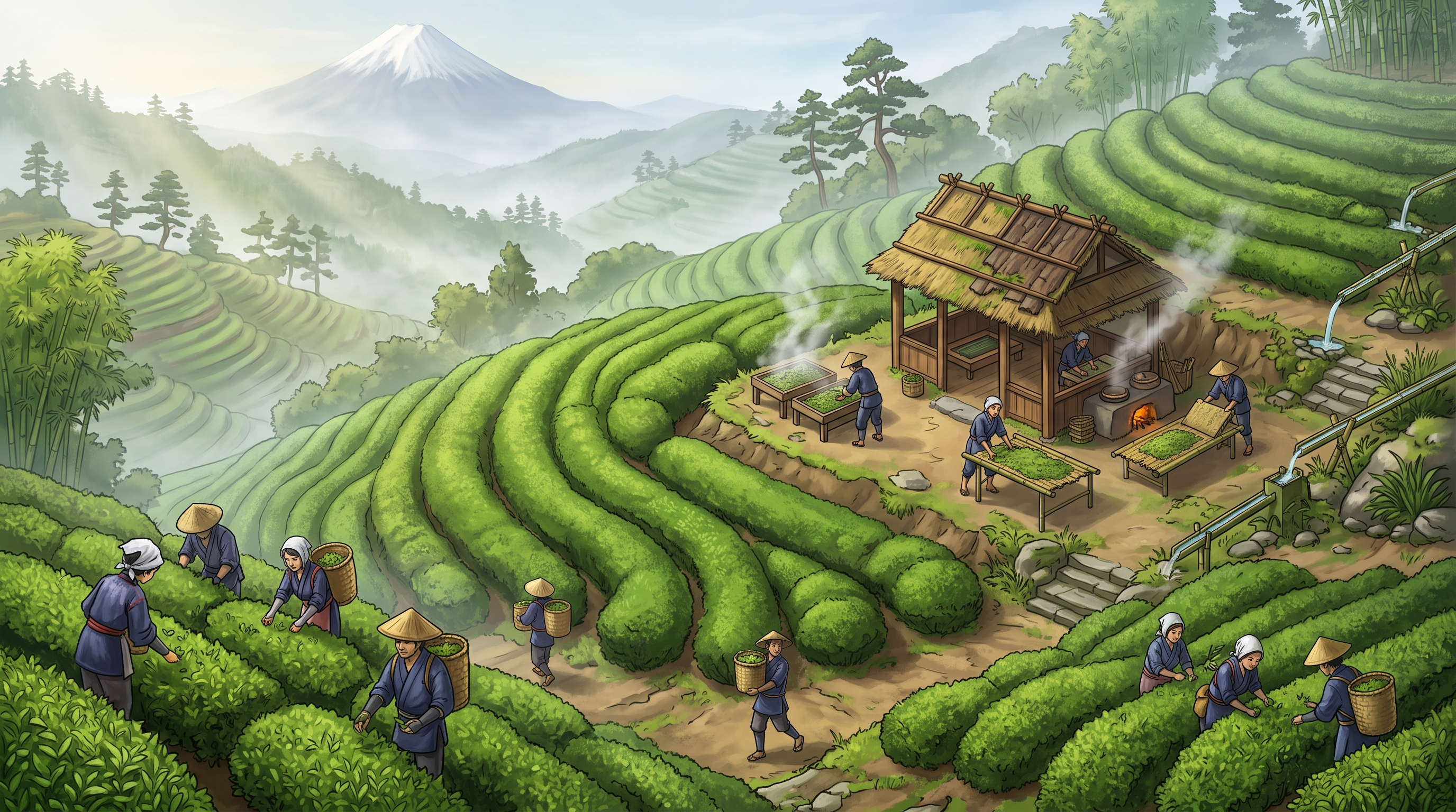 Coteaux de Thé & Pavillons de Séchage (5 Slots)